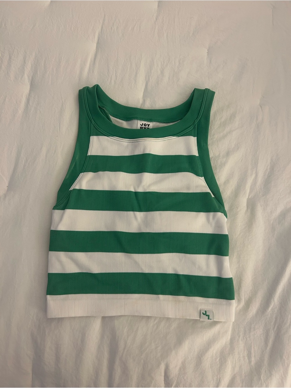JoyLab Green & White Striped Tank Top